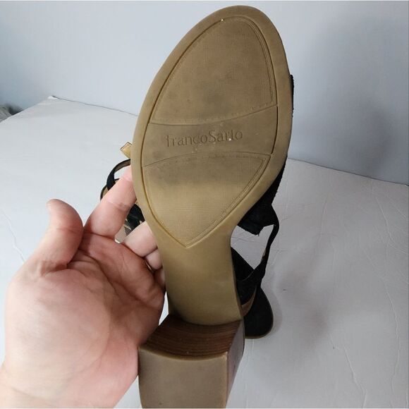 Franco Sarto Harlet block heel suede sandals SIZE 9.5 black - Picture 4 of 5